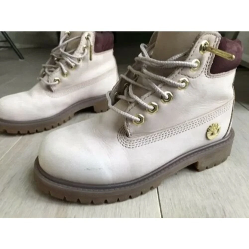 Timberland Girls Ankle Boots A1630 Taupe Lace Up Size 13 Nubuck Leather